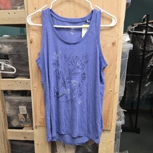 Gaiam size L Purple Floral Print Sleeveless Tank Top
